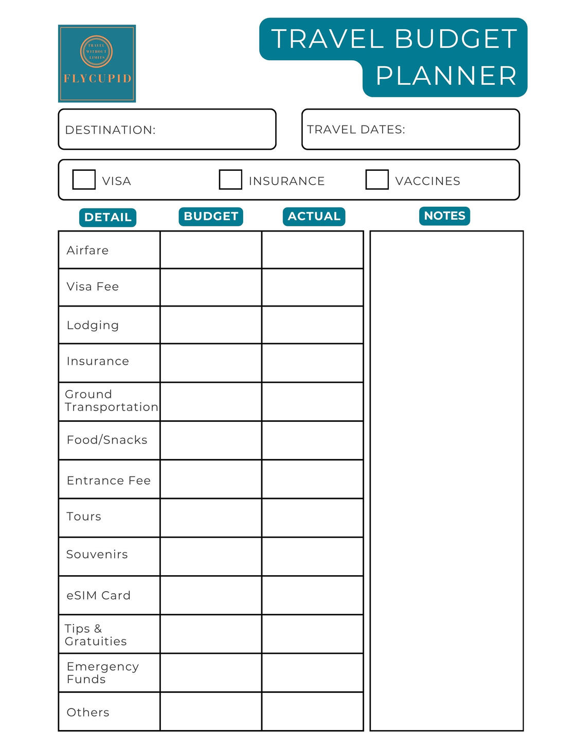 Travel Budget Planner - FREE